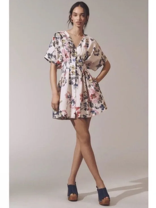 Anthropologie The Tobie Linen Pleated Mini Shirt Dress by Exquise - Picture 2 of 9